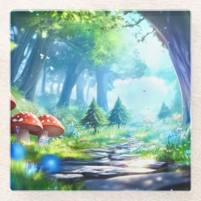 Mushroom Forest  Glass Coaster (Front)