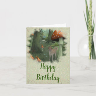 mushroom forest holiday card