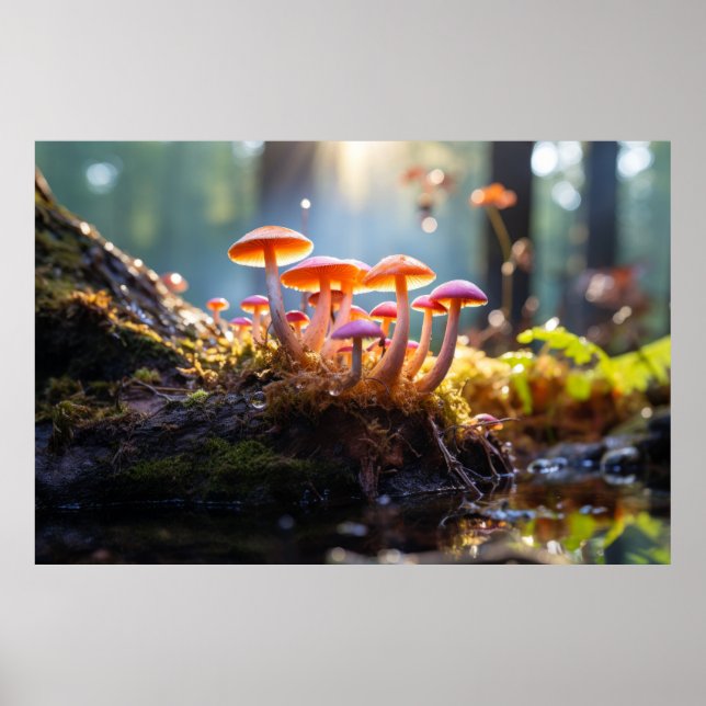 Mushroom Forest Nature Serene Tranquil  Poster (Front)
