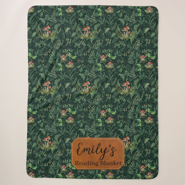 Mushroom Forest Sherpa Fleece Blanket | Botanical  (Front)