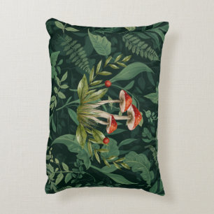 Mushroom Forest Sherpa Fleece Blanket Botanical Accent Pillow