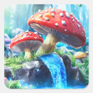 Mushroom Forest Square Sticker