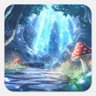 Mushroom Forest Square Sticker