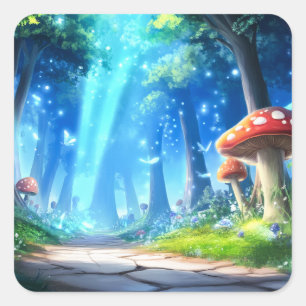 Mushroom Forest Square Sticker