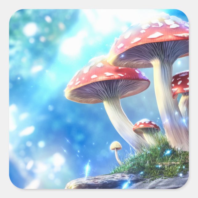 Mushroom Forest Square Sticker (Front)