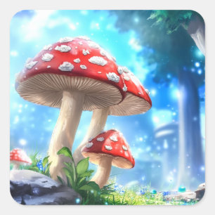 Mushroom Forest Square Sticker