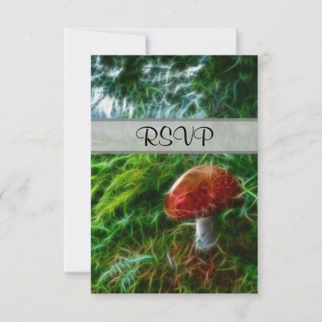 Mushroom Fractal Forest RSVP Card (Front)