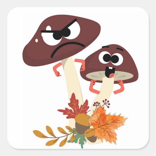MUSHROOM FRIENDS SQUARE STICKER (Front)