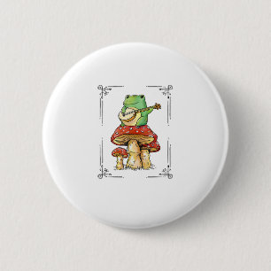 Mushroom Frog Goblincore Mycology Artistic Design 2 Inch Round Button