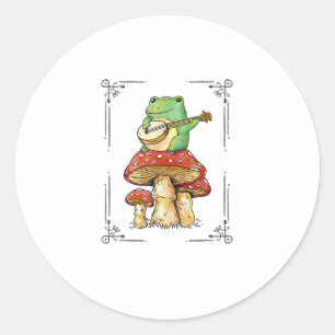 Mushroom Frog Goblincore Mycology Artistic Design Classic Round Sticker