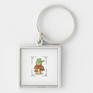 Mushroom Frog Goblincore Mycology Artistic Design Keychain