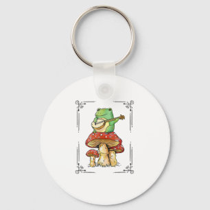 Mushroom Frog Goblincore Mycology Artistic Design Keychain