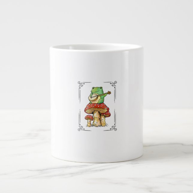 Mushroom Frog Goblincore Mycology Artistic Design Large Coffee Mug (Front)
