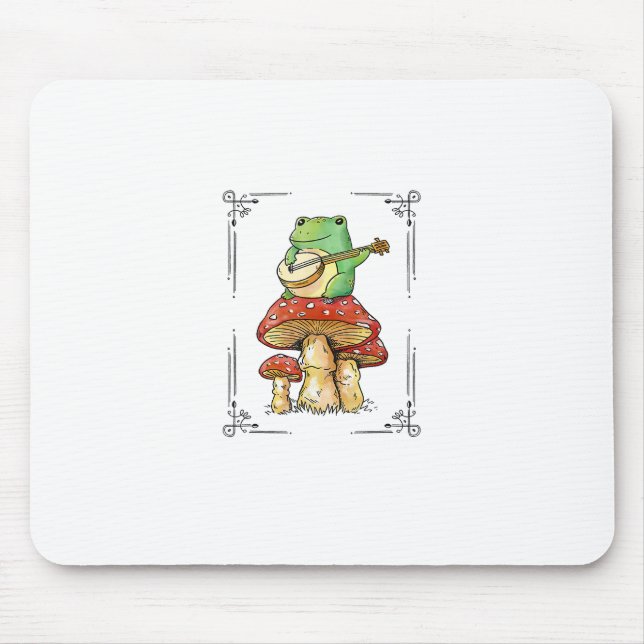 Mushroom Frog Goblincore Mycology Artistic Design Mouse Pad (Front)