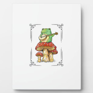 Mushroom Frog Goblincore Mycology Artistic Design Plaque