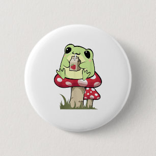 Mushroom Frog Goblincore Mycology Creative Style 2 Inch Round Button