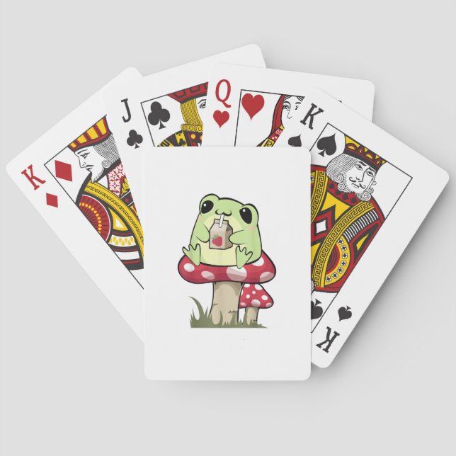 Mushroom Frog Goblincore Mycology Creative Style Playing Cards (Back)