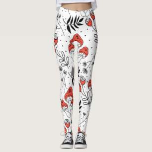 Mushroom Fungi: Nature Line Art Leggings