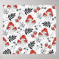 Mushroom Fungi: Nature Line Art