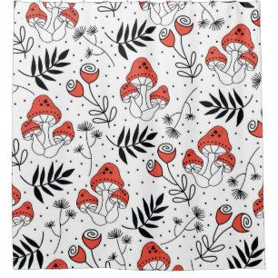 Mushroom fungi seamless vintage repeat pattern. Li