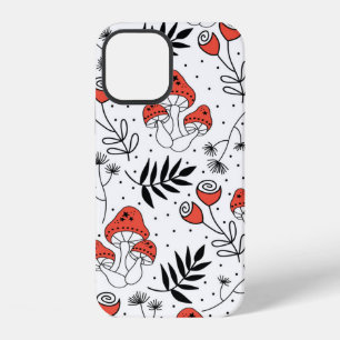 Mushroom fungi seamless vintage repeat pattern. Li iPhone 12 Case