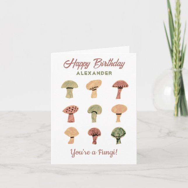 Mushroom Funny Birthday Card Personalized Fungi (Front)
