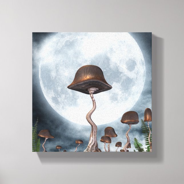 Mushroom Garden Moon Canvas Print (Front)