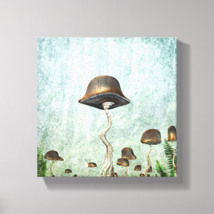 Mushroom Garden Moon Grunge Canvas Print