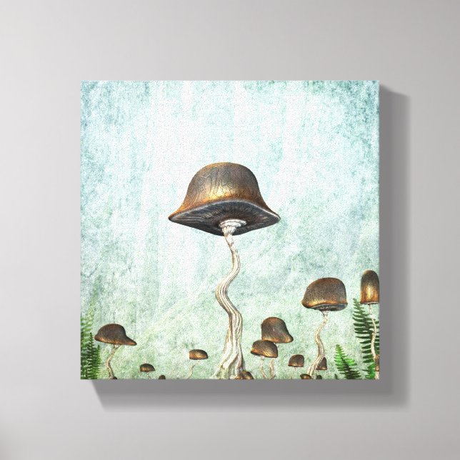 Mushroom Garden Moon Grunge Canvas Print (Front)