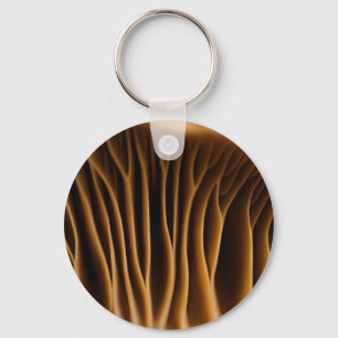 Mushroom Gills Macro Golden Brown Keychain