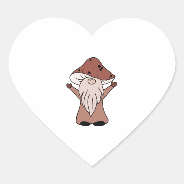 Mushroom Gnome   Heart Sticker (Front)