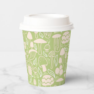 Mushroom Green Cream Paper Cups