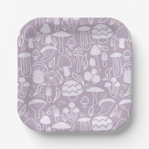 Mushroom Grey Cream Paper Plate