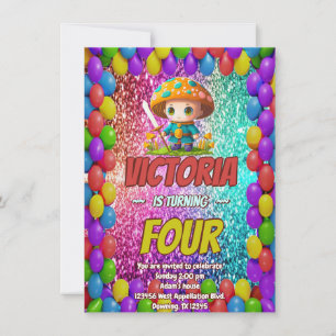Mushroom Guardian birthday invite for kids