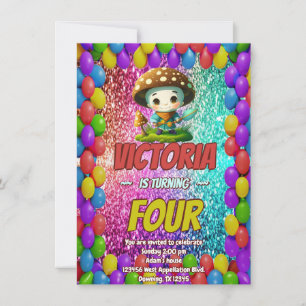 Mushroom Guardian birthday invite for kids
