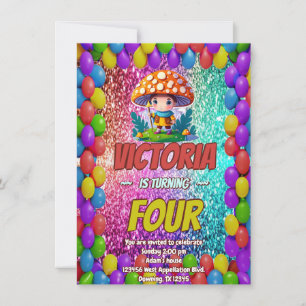 Mushroom Guardian birthday invite for kids
