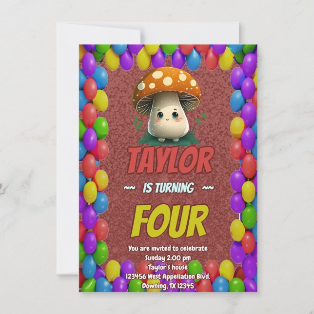 Mushroom Guardian Personalized Birthday Invite (Front)