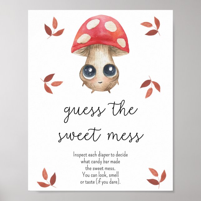 Mushroom - guess the sweet mess baby shower poster (Front)