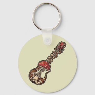 Mushroom Guitar Keychain