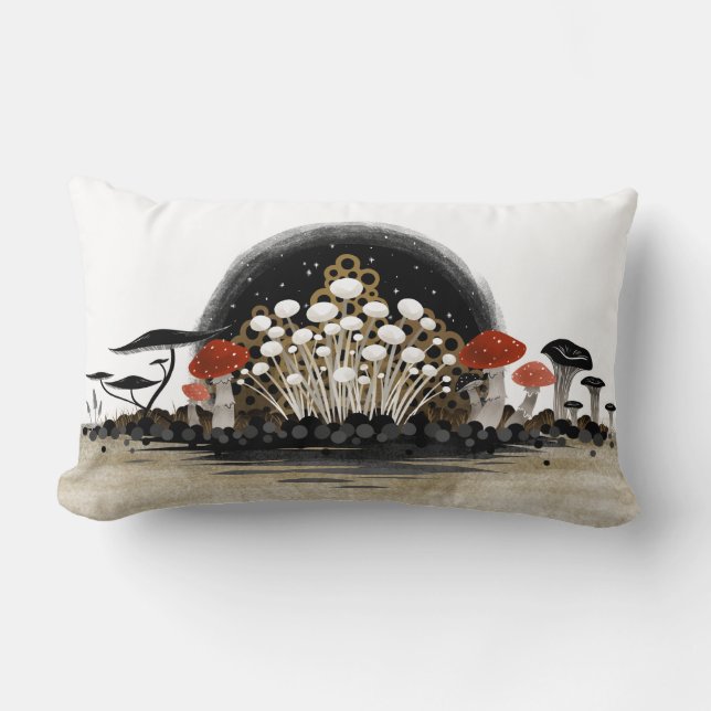 Mushroom Harvest Line Pillow - Extra Wide (Front)
