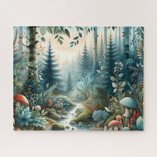 Mushroom Hollow Nature Forest Creek Jigsaw Puzzle (Horizontal)
