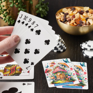 Mushroom Home Monogram kids Old Maid Game Playing Cards