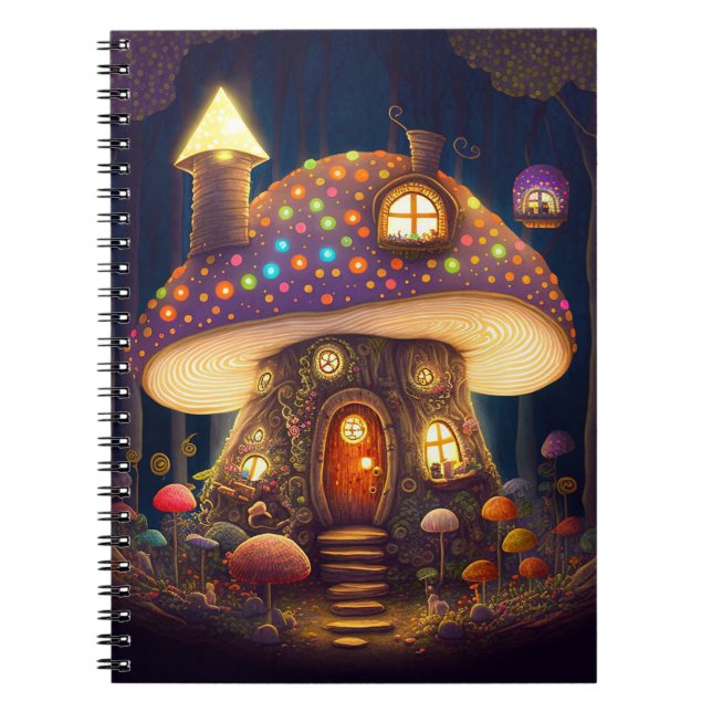 Mushroom House Fantasy Art Notebook (Front)