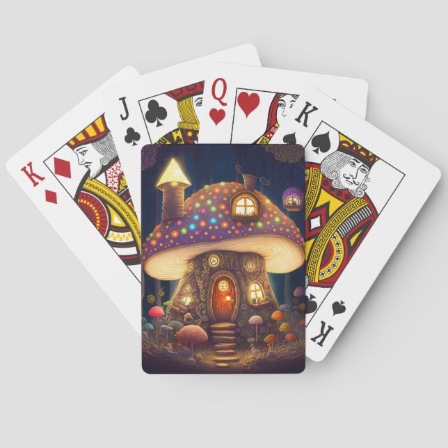 Mushroom House Fantasy Art Playing Cards (Back)