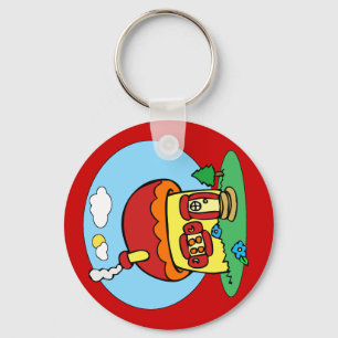 Mushroom House Keychain