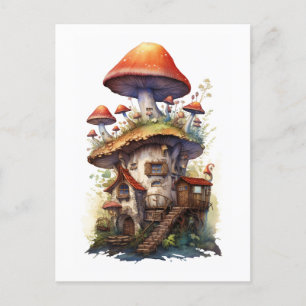 Mushroom house many floors Red and white Postcard