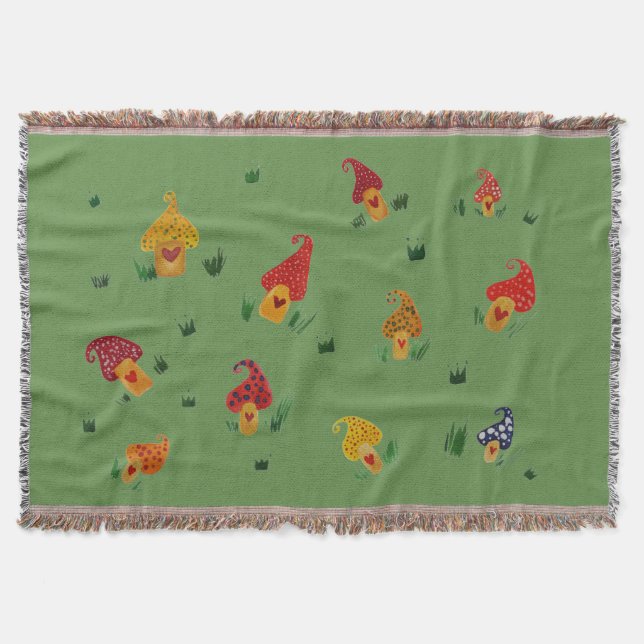 Mushroom houses Throw Blanket (Front)