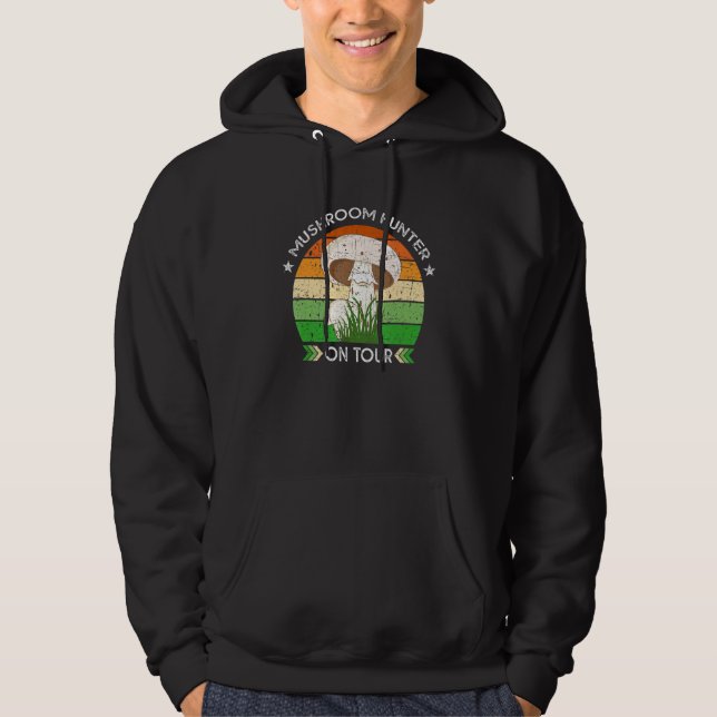 Mushroom Hunter Picker Picking mushrooms while hik Hoodie (Front)