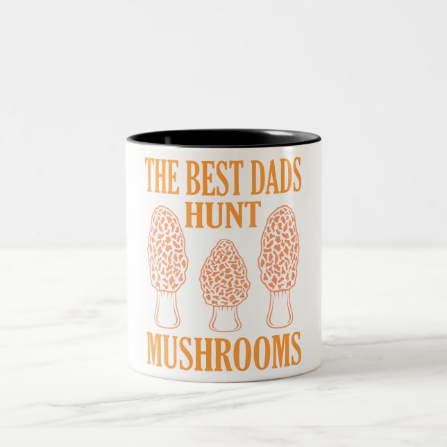 Mushroom Hunting Dads Morels Hunter Mycologist Gra Two-Tone Coffee Mug (Center)