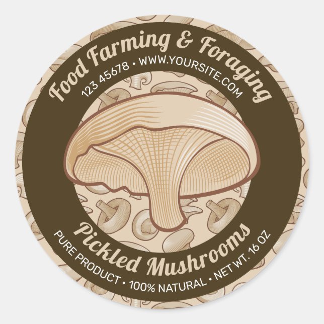 Mushroom Icon Round Label (Front)